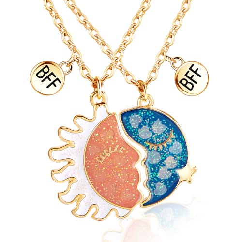 Hifot 2 Stück Halskette Damen Gold Freundschaftskette, Bff Ketten für 2 Mädchen, Sonne Mond Halskette Anhänger Glühen Herz Kette für Frauen Freundin Geschenk Personalisierter Schmuck Hifot 2 Stück Halskette Damen Gold Freundschaftskette, Bff Ketten für 2 Mädchen, Sonne Mond Halskette Anhänger Glühen Herz Kette für Frauen Freundin Geschenk Personalisierter Schmuck von Hifot
