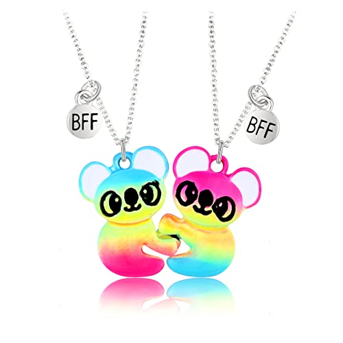 Hifot 2 Stück Halskette Damen Silber Freundschaftskette, Bff Ketten für 2 Mädchen, Koala Kette Anhänger, Modeschmuck Halskette für Freundin Geschenk Personalisierter Schmuck von Hifot