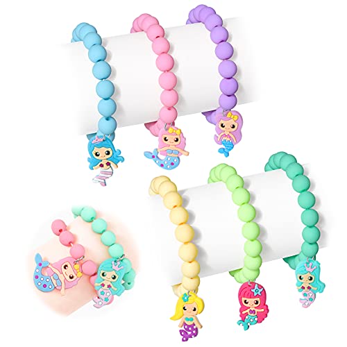 Hifot 6 Stück Meerjungfrau Armband für Mädchen Kinder, Mermaid Freundschaftsarmbänder Prinzessin Armbänder Kinderschmuck Geburtstagsfeier Gefälligkeiten von Hifot