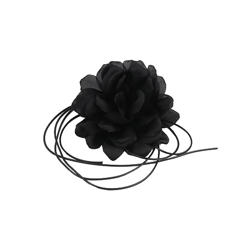 Hifot Halsband Blumen Choker Halskette Damen Mädchen, Schwarze Halskette Verstellbare, Groß Samt Blumen Halskette für Frauen Mädchen Braut Hochzeit Party Geburtstag von Hifot