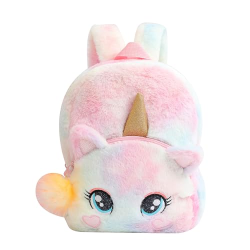 Hifot Plüsch Einhorn Rucksack für Kleine Mädchen, Kindergarten Büchertasche Netter Weicher Schultasche Mini Reisetasche Einhörner Geschenke Rucksäcke für Kinder Mädchen von Hifot