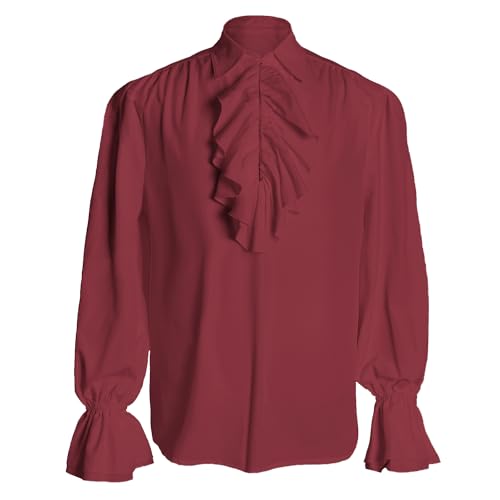 Piratenhemd für Herren, Vintage-Stil, langärmelig, Renaissance-Rüschen-Oberteil, Z3241rd, XXX-Large Piratenhemd für Herren, Vintage-Stil, langärmelig, Renaissance-Rüschen-Oberteil, Z3241rd, XXX-Large von HIGAKI