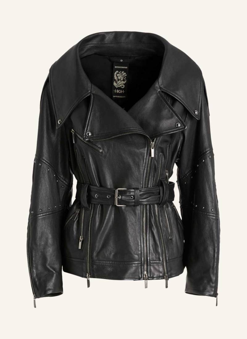 High Lederjacke Tommy Mit Nieten schwarz von HIGH