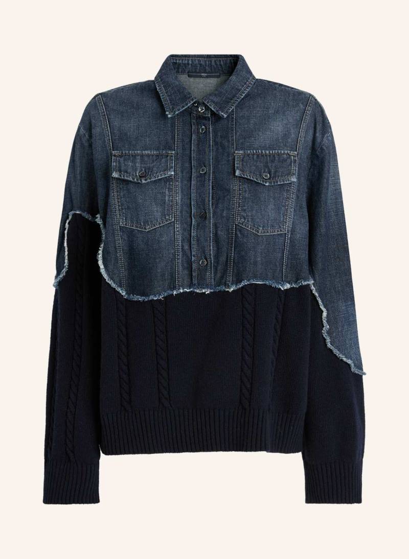 High Pullover Sampler Im Materialmix blau von HIGH
