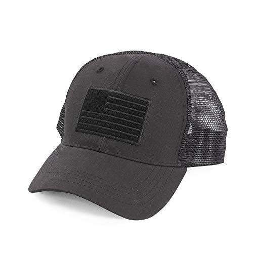 HIGHLAND TACTICAL Herren Trucker-mütze mit Amerikanischer Flagge Baseballkappe, Schwarz, Einheitsgröße von HIGHLAND TACTICAL