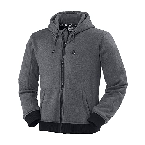 HIGHWAY 1 Motorrad Sweat Hoodie, Motorradjacke Herren mit Protektoren an Schultern & Ellenbogen, Sicherheitsnähte an Sturzpositionen, Motorradpullover mit Verbindungsreißverschluss, Grau, Größe 54 von HIGHWAY 1