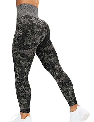 HIGORUN Nahtlose Damen-Leggings, Smile Contour, hohe Taille, Workout, Fitnessstudio, Yogahose, #7 Schwarz, S von HIGORUN