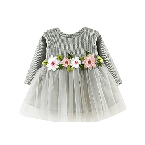 HIGOU Flower Girl Tutu Kleid Kinder Baby Niedliches Kleinkind-Baby-Blumen-Ballettröckchen-Langarm-Prinzessin-Kleid Mädchen verkleiden Sich Kostüme für das Spiel von HIGOU