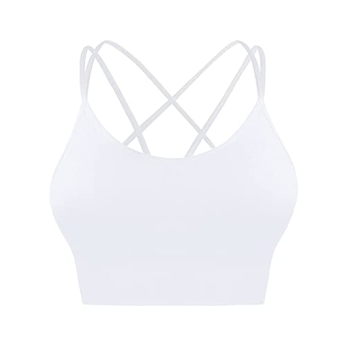 HIGOU Sport-BHS mit überkreuztem Rücken für Damen, gepolsterte Riemchen-Crop-BHS für Yoga, Workout, Fitness, Low-Impact-BHS Nahtlose Yoga Bra Top Spaghettiträger BH Crop Top von HIGOU