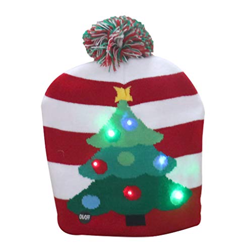 HIGOU Weihnachten LED Hut Frauen Männer Lichter blinkende Kappe gestrickte Winter Warme Dicke Weihnachten Strickmützen Erwachsene Wolle Trend Cap Weihnachtsfeier Party Geschenke(A-D,One Size) von HIGOU