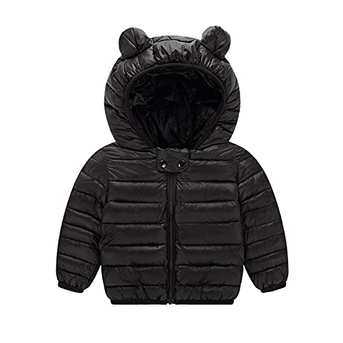 HIGOU Winter Daunenjacke für Kleinkind Baby Jungen Mädchen Karikatur Winddichter Outwear Mantel Kapuze Dicke Warme Oberbekleidung Außenjacke Kleidung(Black #2,3-4 Years) von HIGOU