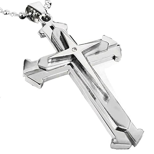 Halskette Niedlich Schmuck für Damen Unisex Herren Edelstahl Kreuz Anhänger Halskette Kette Ketten Hosen Männer von HIGOU