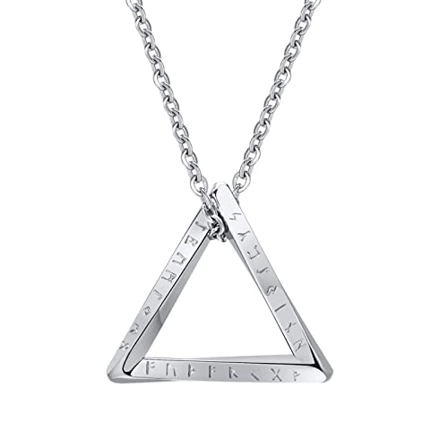 Halskette für Damen Herren Modeschmuck Herren Edelstahl Anhänger Halskette Dreieck Geometrisch Stahl Farbe Dreieck Halskette Englische Halskette Interessante Halskette Ketten Symbole von HIGOU