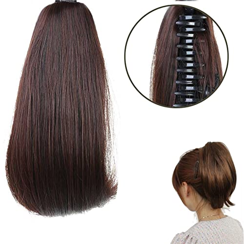 Haarknoten 10 Zoll kurze gerade Pferdeschwanz-Perücke mit Krallenklammern, Pferdeschwanz-Perücken-Haarknoten, synthetische Damen-Pferdeschwanz-Haarspangen Haarknoten Haarteil (Color : T2/33, Size : von HIHELO