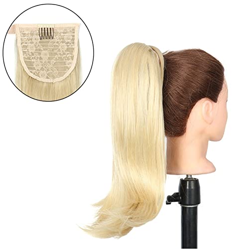 Haarknoten 18 Zoll synthetische gerade Pferdeschwanz-Haarverlängerungen Perückenknoten Wrap Pferdeschwanz Haarspange Clips for Frauen Haar-Accessoires Haarknoten Haarteil (Color : P2/613) von HIHELO