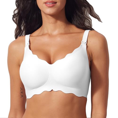 HIHOSSI Ultra-Sanfter Still-BH ohne Bügel – Nahtloser Schlaf BH Schwangerschaft mit Jelly-Flex Support, verstellbare Breit-Träger & 3D-Formung, atmungsaktives Material von HIHOSSI