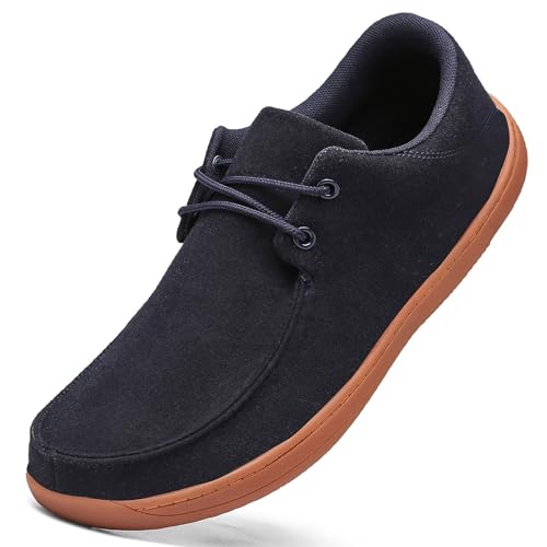 HIIGYL Weite Passform Schuhe Herren Slip On Loafers Casual Bootsschuhe Minimalistische Walking Mode Turnschuhe rutschfeste Schuhe Bequem, dunkelblau, 43 EU von HIIGYL