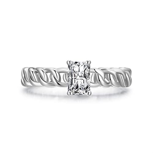 HIJAN Ringe Zarter, modischer, zierlicher 925er-Sterlingsilber-eingelegter eiförmiger Ein-Karat-Diamantring for Geburtstag for Mädchen (Color : Silber) von HIJAN