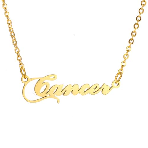 HIJONES 12 Sternzeichen Halskette für Damen Edelstahl Personalisierte Horoskop Kette Zarter Anhänger Schmuck in Gold Krebs‌ von HIJONES