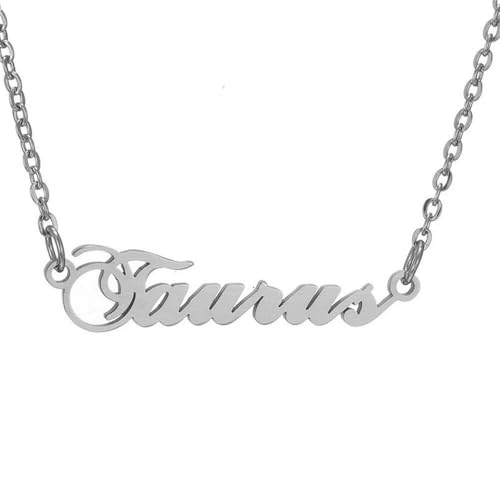 HIJONES 12 Sternzeichen Halskette für Damen Edelstahl Personalisierte Horoskop Kette Zarter Anhänger Schmuck in Silber Stier‌ von HIJONES