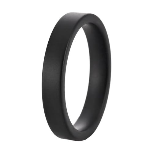HIJONES 4mm 6mm 8mm Keramikring für Herren Damen Vintage Personalisierte Hip Hop Ring Band Schmuck 4Mm Schwarz Größe 60 (19.1) von HIJONES