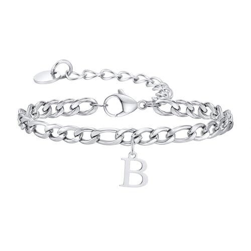 HIJONES Buchstabe Alphabet Armband für Frauen Männer Initiale Buchstabe Flache Kette Zierliche Charme Initiale Vorname Schmuck B von HIJONES