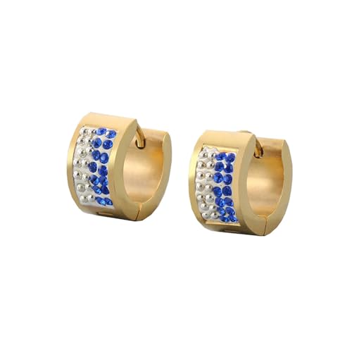 HIJONES Bunte 4 Reihen Zirkon Creolen Edelstahl Ohrringe für Frauen Edelstein Huggie Ohrschmuck Gold Blau HIJONES Bunte 4 Reihen Zirkon Creolen Edelstahl Ohrringe für Frauen Edelstein Huggie Ohrschmuck Gold Blau von HIJONES