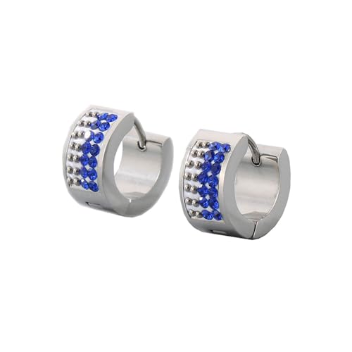 HIJONES Bunte 4 Reihen Zirkon Creolen Edelstahl Ohrringe für Frauen Edelstein Huggie Ohrschmuck Silber Blau HIJONES Bunte 4 Reihen Zirkon Creolen Edelstahl Ohrringe für Frauen Edelstein Huggie Ohrschmuck Silber Blau von HIJONES