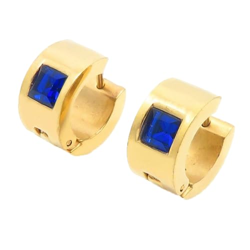 HIJONES Bunte Quadratische Zirkon Creolen Edelstahl Ohrringe für Frauen Edelstein Huggie Ohrschmuck Gold Blau HIJONES Bunte Quadratische Zirkon Creolen Edelstahl Ohrringe für Frauen Edelstein Huggie Ohrschmuck Gold Blau von HIJONES