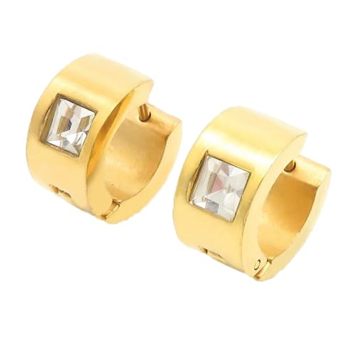 HIJONES Bunte Quadratische Zirkon Creolen Edelstahl Ohrringe für Frauen Edelstein Huggie Ohrschmuck Gold Weiß von HIJONES