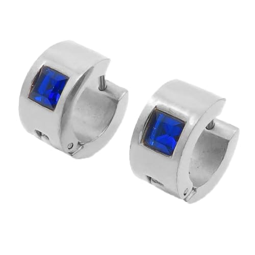 HIJONES Bunte Quadratische Zirkon Creolen Edelstahl Ohrringe für Frauen Edelstein Huggie Ohrschmuck Silber Blau HIJONES Bunte Quadratische Zirkon Creolen Edelstahl Ohrringe für Frauen Edelstein Huggie Ohrschmuck Silber Blau von HIJONES