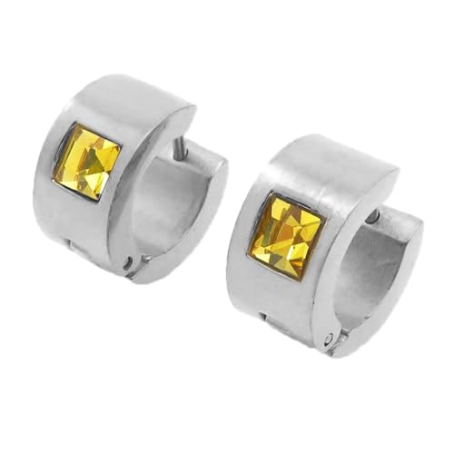 HIJONES Bunte Quadratische Zirkon Creolen Edelstahl Ohrringe für Frauen Edelstein Huggie Ohrschmuck Silber Gelb HIJONES Bunte Quadratische Zirkon Creolen Edelstahl Ohrringe für Frauen Edelstein Huggie Ohrschmuck Silber Gelb von HIJONES