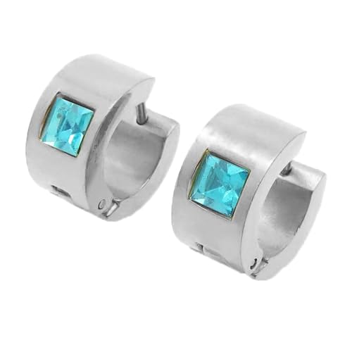 HIJONES Bunte Quadratische Zirkon Creolen Edelstahl Ohrringe für Frauen Edelstein Huggie Ohrschmuck Silber Hellblau HIJONES Bunte Quadratische Zirkon Creolen Edelstahl Ohrringe für Frauen Edelstein Huggie Ohrschmuck Silber Hellblau von HIJONES