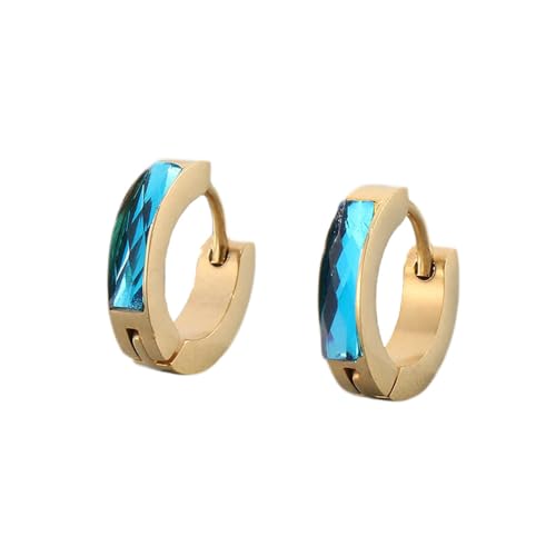HIJONES Bunte Zirkon Creolen Edelstahl Ohrringe für Frauen Edelstein Huggie Ohrschmuck Gold Blau HIJONES Bunte Zirkon Creolen Edelstahl Ohrringe für Frauen Edelstein Huggie Ohrschmuck Gold Blau von HIJONES
