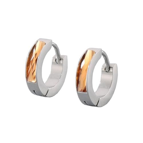 HIJONES Bunte Zirkon Creolen Edelstahl Ohrringe für Frauen Edelstein Huggie Ohrschmuck Silber Orange von HIJONES