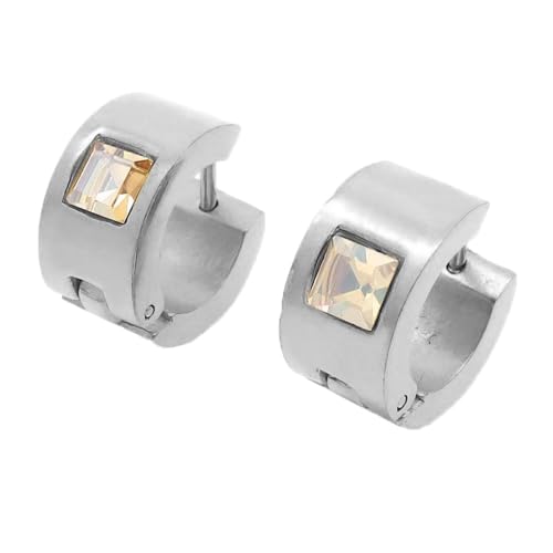 HIJONES Bunte quadratische Zirkon Creolen Edelstahl Ohrringe für Frauen Edelstein Huggie Ohrschmuck Silber Champagner von HIJONES
