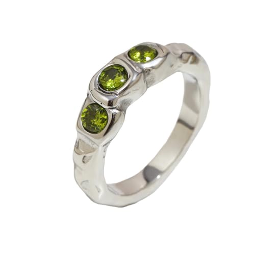 HIJONES Damen 3 Zirkoniaring Edelstahl Vintage Personalisiert Hip Hop Schmuck Silber Größe 52 (16.6) von HIJONES