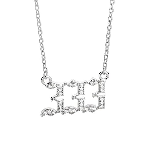 HIJONES Damen Cubic Zirkonia Engel Zahl 333 Halskette Nummer CZ Anhänger Choker Kette Numerologie Schmuck Silber von HIJONES