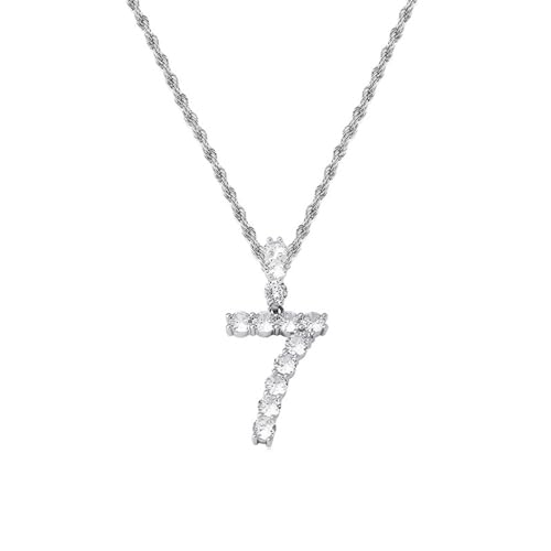 HIJONES Damen Diamant Engel Zahl Halskette 7 Cubic Zirkon Zahlen Anhänger Choker Kette Numerologie Schmuck Silber HIJONES Damen Diamant Engel Zahl Halskette 7 Cubic Zirkon Zahlen Anhänger Choker Kette Numerologie Schmuck Silber von HIJONES