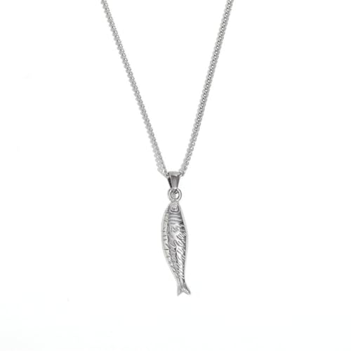 HIJONES Damen Edelstahl Charm Koi Gesalzener Fisch Tier Anhänger Halskette Trendige Party Schmuck Silber von HIJONES