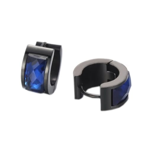 HIJONES Damen Edelstahl Cut Genstome Glas Kristall Huggie Hoop Ohrstecker Ohrstecker Charm Hochzeit Schmuck Schwarz Blau von HIJONES