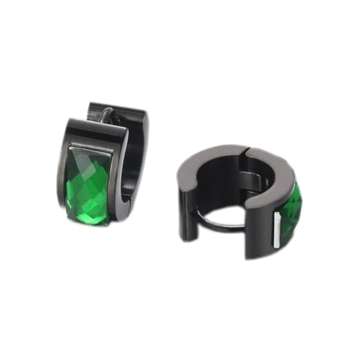 HIJONES Damen Edelstahl Cut Genstome Glas Kristall Huggie Hoop Ohrstecker Ohrstecker Charm Hochzeit Schmuck Schwarz Grün von HIJONES