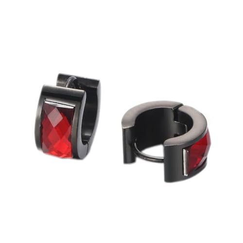HIJONES Damen Edelstahl Cut Genstome Glas Kristall Huggie Hoop Ohrstecker Ohrstecker Charm Hochzeit Schmuck Schwarz Rot von HIJONES