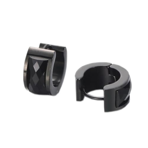 HIJONES Damen Edelstahl Cut Genstome Glas Kristall Huggie Hoop Ohrstecker Ohrstecker Charm Hochzeit Schmuck Schwarz Schwarz von HIJONES