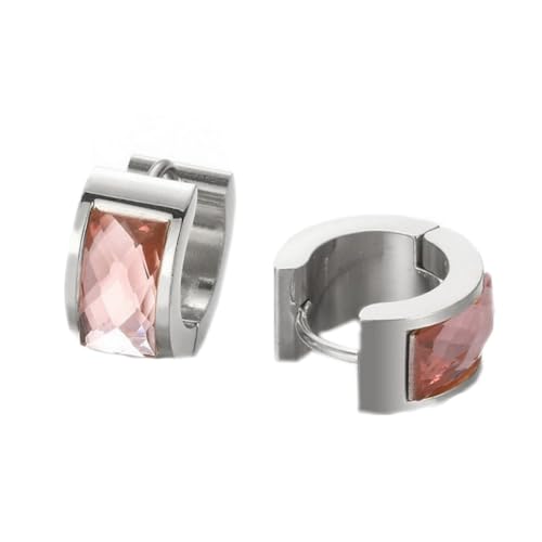 HIJONES Damen Edelstahl Cut Genstome Glas Kristall Huggie Hoop Ohrstecker Ohrstecker Charm Hochzeit Schmuck Silberner Champagner von HIJONES