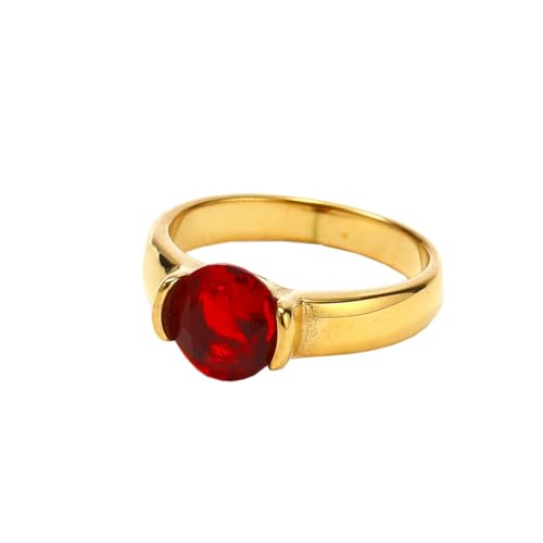 HIJONES Damen Edelstahl Glas Kristall Ewigkeit Ring Vergoldet Edelstein CZ Hochzeit Party Band Rot Größe 54 (17.2) von HIJONES