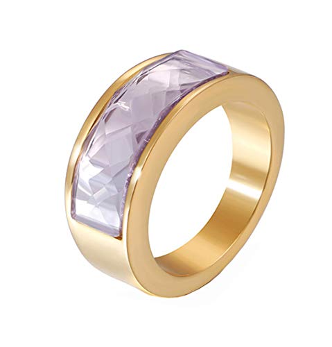 HIJONES Damen Edelstahl Mit GroßEm Stein CZ Ringe Hochzeit Versprechen Gold Rosa GrößE 60 von HIJONES