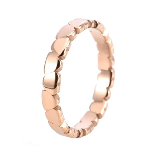 HIJONES Damen Edelstahl Simple Lover Heart Skinny Stackable Ring Promise Sweet JewelleryRotgold Größe 57 (18.1) von HIJONES