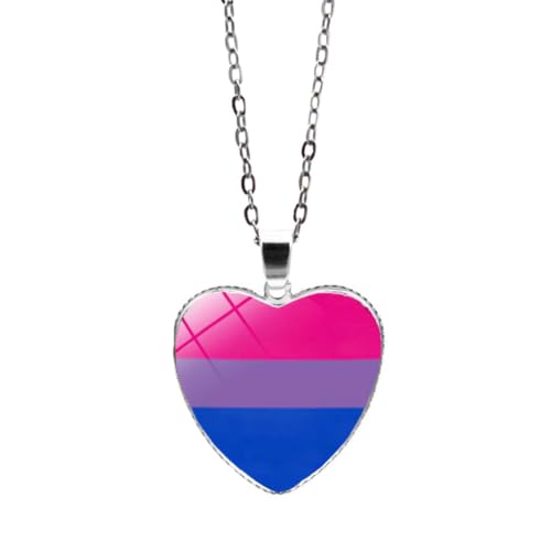 HIJONES Damen Herren Edelstahl Hip Hop Liebe Herz Regenbogen Pride Halskette Schwul Lesbisch Flagge Paar Anhänger Schmuck Stil 2 von HIJONES