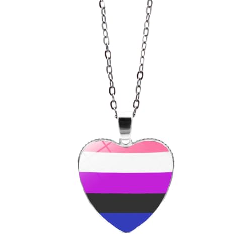 HIJONES Damen Herren Edelstahl Hip Hop Liebe Herz Regenbogen Pride Halskette Schwul Lesbisch Flagge Paar Anhänger Schmuck Stil 8 von HIJONES